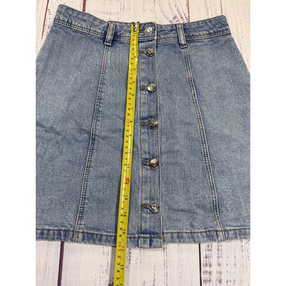 H&M Divided Women's Front Full Button Jean Denim Skirt Size 4 (Waist 28') - Picture 4 of 5